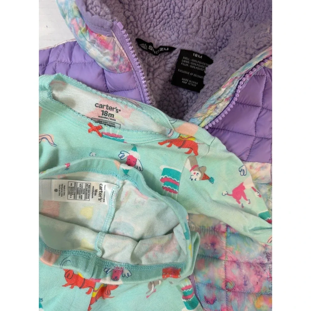 Girls Winter Red Puffer Coats‎ Snowsuit Jean Jacket Hats Gloves Bib Cup 18 24